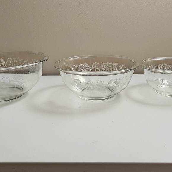 Pyrex Other - Pyrex Clear Glass Bowls with Floral Pattern
